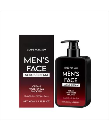 Men's Face Scrub Cream Deep Cleansing and Oil Control Exfoliating Cleanser with Walnut Shell and Hyaluronic Acid for Smooth Skin