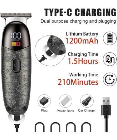 Professional Hair Trimmer for Men | Cordless T-Blade Edgers & Grooming Kit | Gifts for Men - Gray - Buy Online on GoSupps.com