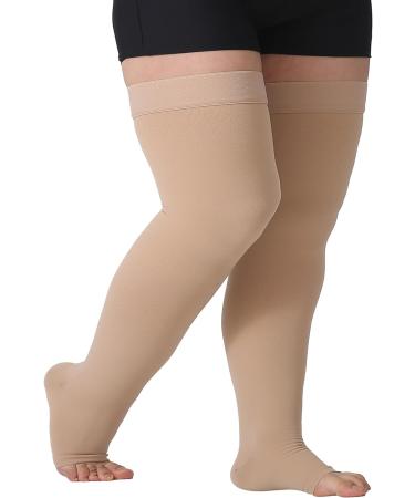 TOFLY Medical Thigh High Compression Stockings (Pair) 15-20mmHg Graduated Support for Varicose Veins Edema - Beige 3XL - Buy Online on GoSupps.com