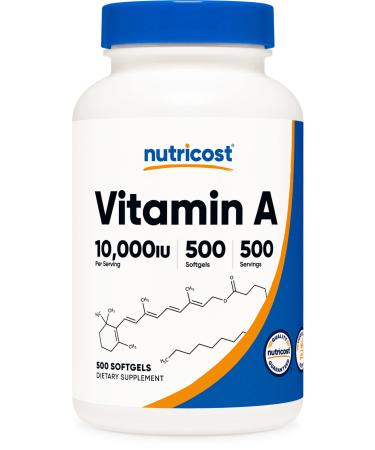 Nutricost Vitamin A 10,000 IU, 500 Softgel Capsules 500 Count (Pack of 1)