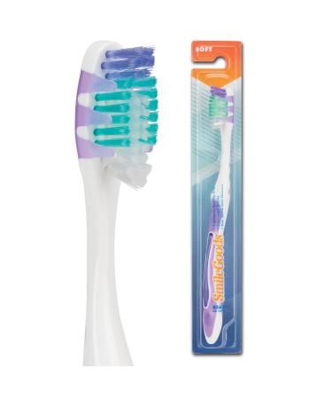 SmileGoods A362 Toothbrush 36 Tuft Soft Bristle With Built-in Gum & Tongue Cleaner 72 Individually Packaged Premium Toothbrushes Assorted Colors Bulk Pack