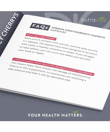 Montmorency Cherry Capsules 6900mg - 240 Tart Cherry Active Capsules with Vitamin C - 8 Month Supply - Cherries Extract Supplement for Men & Women - 100% Vegan & GMO-Free - Made in The UK by Nutravita - Buy Online on GoSupps.com