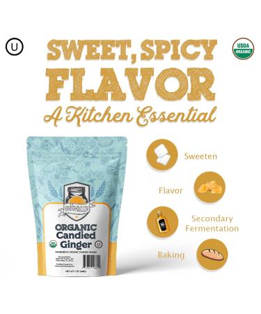 Fermentaholics Organic Dried Candied Ginger 7 oz - USDA Certified, Ideal for Kombucha Flavoring - Buy Online on GoSupps.com