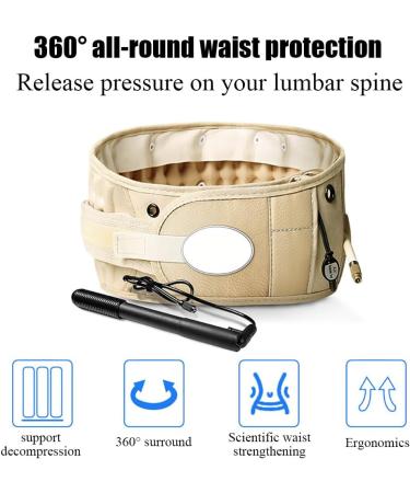RKXKJ Inflatable Decompression Belt - Spinal Back Support with 28 H-Shaped Air Columns & Bionic Cartilage System for Pain Relief | International Shipping Available - Buy Online on GoSupps.com