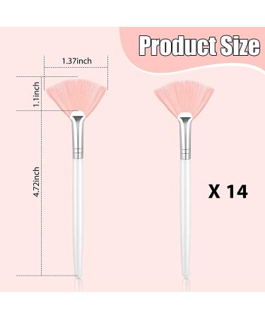 14-Piece Soft Fan Brushes Set for Makeup Application - Facial & Cosmetic Applicator Tools in Pink, White, and Brown - Buy Online on GoSupps.com