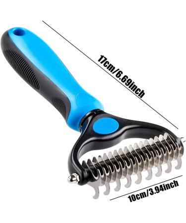 2-in-1 Pet Grooming Tool for Dogs & Cats - Deshedding Comb & Dematting Rake - Blue Style B - Buy Online on GoSupps.com