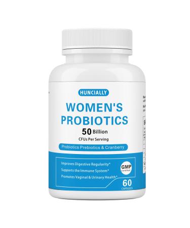 Women s Probiotic 50 Billion CFUs with Prebiotics & Cranberry Supports Digestive Immune & Vaginal Health 60 Capsules 60 Count (Pack of 1)