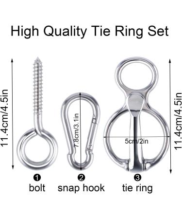 3pcs Heavy Duty Horse Tie Ring Durable Stainless Steel Tie Ring for Horses with Eye Bolt Horse Tie Post Quick Release Safety Horse Accessories - Buy Online on GoSupps.com