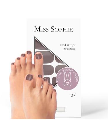 Original Miss Sophie Pedi Wraps I Cocoa Pedicure I 27 Ultra-D nne Nailack strip in single-colored I for tooth I sticks to natural and painted acrylic gel & shellac nails