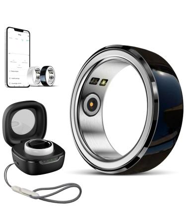 Madiou Smart ring for women with charging sleep health tracker ring heart rate monitoring waterproof Bluetooth (color: black size: 22) 48 SVART