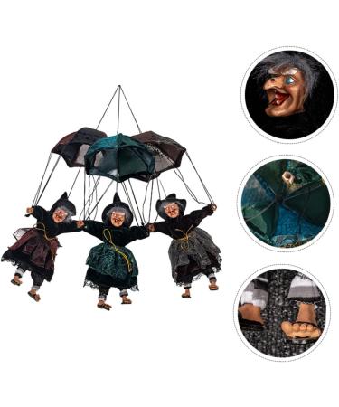 HOMSFOU 3pcs witch gifts glow toys halloween props witch decor Hanging Witch Ornament Halloween Tree Hanging Halloween Party Decor parachute decorate black clothes supplies plastic Without - Buy Online on GoSupps.com