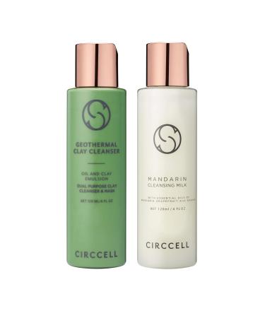 CIRCCELL Day to Night Cleansing Ritual Set - Geothermal Clay Cleanser and Mandarin Cleansing Milk Set