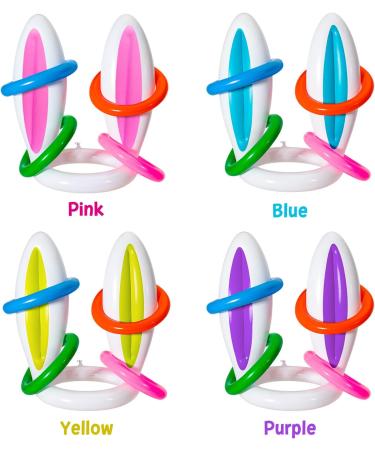 Easter Party Supplies: Inflatable Bunny Rabbit Ears Toss Game - 4 Pack for Kids & Family | Includes 16 Rings | Fun Outdoor Activity & Party Favor - Buy Online on GoSupps.com