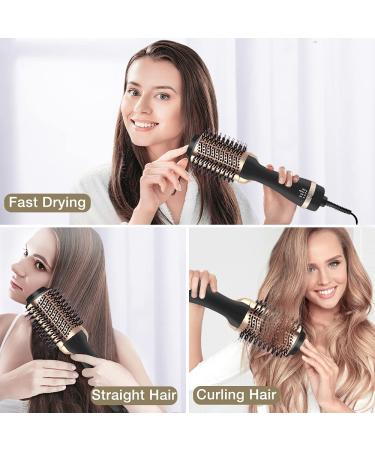 3-in-1 Hair Dryer Brush Styler & Volumizer | Fast Drying, Straightening, Curling | 3 Adjustable Settings | Golden - Buy Online on GoSupps.com