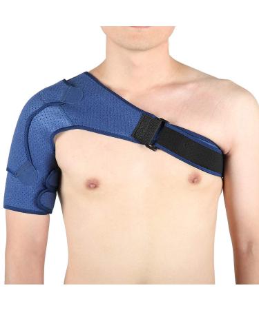 ZJchao Navy Blue Compression Shoulder Pad L - Pain Relief Brace with Elastic Fabric & Hook Loop Fastener - Buy Online on GoSupps.com