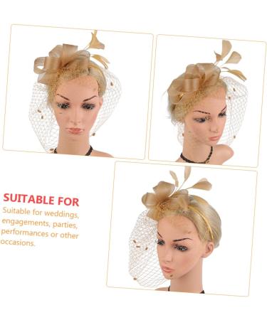TOVINANNA 1pc Mesh Head Flower Woman Headwear Feather Hair Band Hair Supply Wedding Headwear Feather Hairpin Hair Accessory Women Headdress Female Party Headdress Bridal Headdress One Size Golden - Buy Online on GoSupps.com