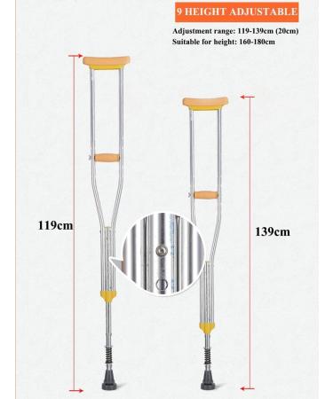 Crutches for Adults Underarm Axillary Crutches with Anti-Vibration Spring Crutch for Adults with Medical Comfortable Cushion 9 Adjustable in Height The Swelling Prevention and a Lucky Star - Buy Online on GoSupps.com