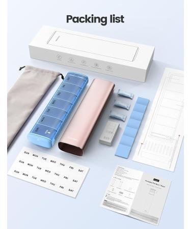 Vaydeer Rose Gold Travel Pill Organizer - 7 Day Weekly Pill Box for Vitamins & Meds - Large Capacity 2x Daily Use - Buy Online on GoSupps.com