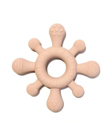 Mostara Star Shape Rudder Baby Teether Ring for 6+ Months. Non-Toxic BPA Free Food Grade Silicone Baby Tested for Easy Grip and Soothing Teething Pain (Pink)