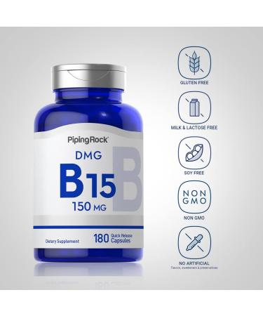 Piping Rock DMG B15 150mg 180 Capsules Non-GMO Gluten Free Supplement - Buy Online on GoSupps.com