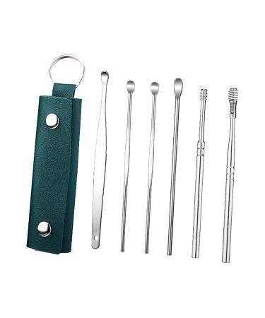 Fublazeze 6 Pcs Ear Wax Removal Kit Portable Earwax Removal Kit Stainless Steel Spring Ear Wax Cleaner Digging Ear Spoon Set of Keychain Spiral Ear Spoon Ear Picking Cleaner Ear Cleansing Tool Set B A
