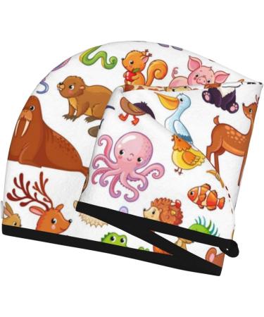 Soft Super Absorbent Animal Cartoon Microfiber Hair Towel Wrap | Quick Dry Cap for Long Curly & Thick Hair - Buy Online on GoSupps.com