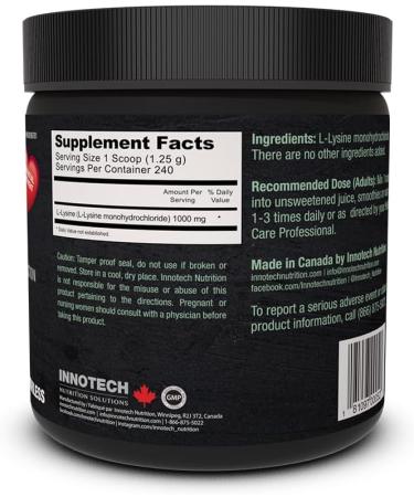 Buy INNOTECH Nutrition L-Lysine Powder 300g Pure L-Lysine for Optimal Health | Fast International Shipping - Buy Online on GoSupps.com