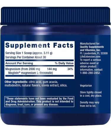 Life Extension Neuro-Mag Magnesium L-Threonate Powder Tropical Punch Flavor - 3.293 oz - Boost Brain Health with Magnesium Supplement - Buy Online on GoSupps.com
