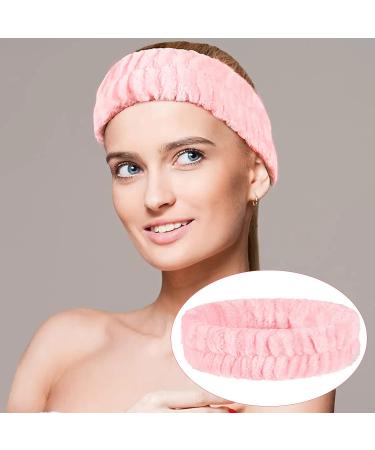 6Pcs Spa Headband and Wristband Set for Women - Microfiber Facial Headband and Wrist Washbands in Pink & White - Buy Online on GoSupps.com