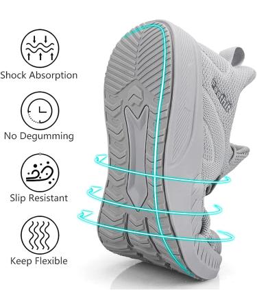 Feethit Men's Non Slip Walking Sneakers - Size 9.5 Grey | Lightweight Breathable Running Shoes for Gym and Tennis - Buy Online on GoSupps.com
