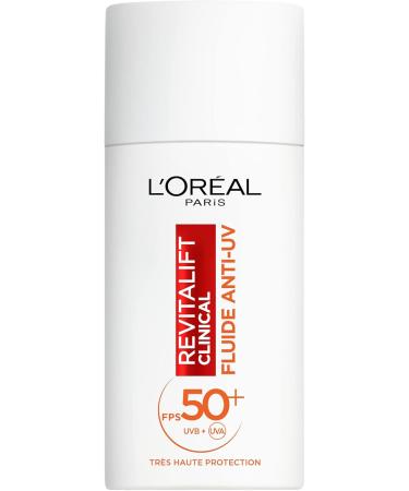 L Or al Paris L'Or al Paris - Anti-UV Fluid SPF 50+ Vitamin C + Vitamin E + Hyaluronic Acid - Spots Wrinkles & Uneven Complexion - Invisible Finish - Long UVB & UVA Protection - 50 ml - Buy Online on GoSupps.com