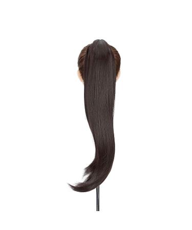 55 cm Curly Clip-in Ponytail Extensions | Wavy Synthetic Hair for Women - Dark Brown - Buy Online on GoSupps.com