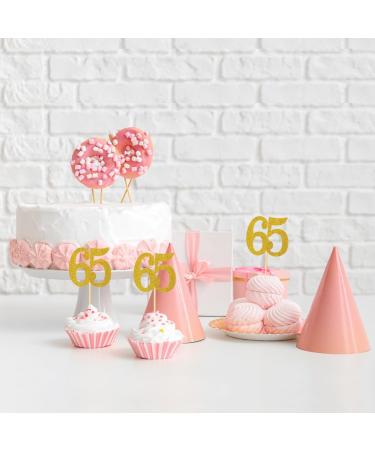 Donoter 50pcs 65th Cupcake Toppers Gold Glitter Number 65 Cake Picks for Birthday Anniversary Party Decoration - Buy Online on GoSupps.com