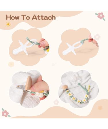 Symbolife Floral Daisy Macrame Pacifier Clip | Handmade Braided Cotton Paci Holder Leash | Unisex Baby Shower Gift - Buy Online on GoSupps.com