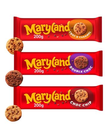 Chocolate Chip Cookie Bundle With Maryland Cookies Caramel 200g Cookies Chocolate 200g and Cookies Double Chocolate 200g (3 Pack)