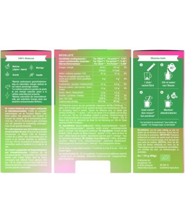 Purasana Instant Matcha Latte 6 sticks Th matcha & moringa bio latte cr meux faible en sucre sans gluten - Buy Online on GoSupps.com