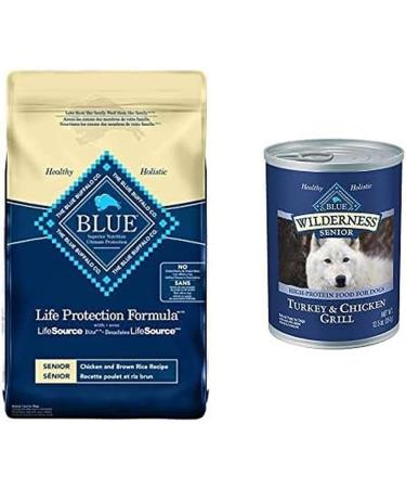 Blue Buffalo Life Protection Formula Natural Senior Dog Food Bundle Dry Dog Food and Wet Dog Food Chicken (24-lb Dry Food + 12.5oz cans 12ct)