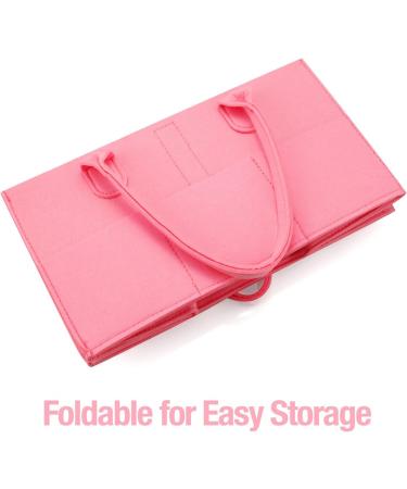 Shop Pandaear Pink Baby Diaper Caddy Organizer | Portable Storage for Baby Essentials & Wet Wipes | Collapsible Design for Childrens Room - Buy Online on GoSupps.com
