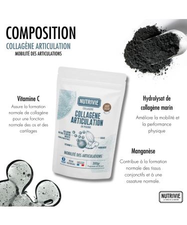 Joint Marine Collagen - Enriched with Manganese & Vitamin C - Hydrolyzed Naticol Collagen Type 1-10 000 mg - Optimal Assimilation - Joint Mobility - Made in France Nutrivie - Buy Online on GoSupps.com