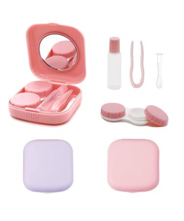 Contact lens container 2 pieces contact clinical container travel set with mirror leakage-proof travel contact lens container set for at home and travel a-rosa purple - Buy Online on GoSupps.com