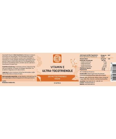 Kala Health Ultra Tocotrienol 200mg Vitamin E Vegan - All 4 Tocotrienols Complex - No Tocopherol - Premium Antioxidant Supplement 30 Capsules - Buy Online on GoSupps.com