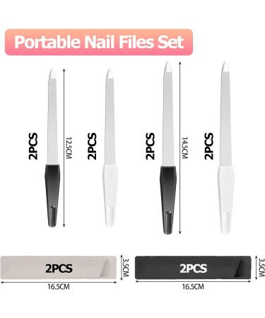 Professional 8-Piece Metal Nail File Set with Leather Covers - Coarse and Fine Double-Sided Tools for Manicure and Pedicure - Ideal for Thick Natural Nails - 15 PCS - Buy Online on GoSupps.com