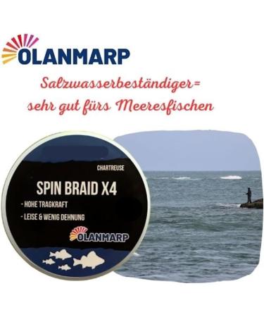 Olanmarp Spin Braid Chartreuse 250m - 0.12mm Thin Braided Fishing Line | Strong 9kg for All Species - Buy Online on GoSupps.com