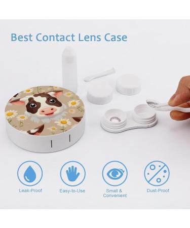 Cute Cows Daisy Flowers Contact Lens Case with Mirror | Portable Eye Lens Box Travel Kit - Buy Online on GoSupps.com