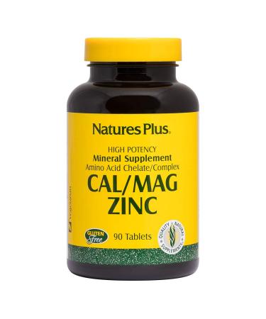 NaturesPlus Cal/Mag/Zinc - 1 000 mg Calcium 500 mg Magnesium 75 mg Zinc - 90 Vegetarian Tablets - Multi Mineral Supplement Supports Bone Heart & Immune Health - Gluten-Free - 23 Servings 90 Count (Pack of 1)