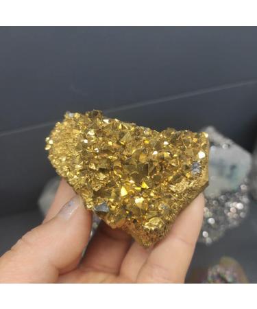 Natural Crystal Rough 1pcs Natural DIY Materials Making Electroplating Gold Raw Gemstone Crystal Cluster Titanium Geode Gifts Specimens 50-90g - Buy Online on GoSupps.com