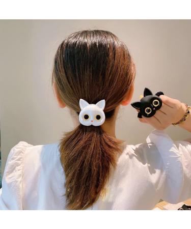 Cute Cat Rubber Bands - 2 Pack Resin Cartoon Hair Accessories for Girls and Women - Buy Online on GoSupps.com