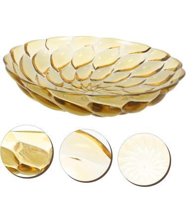 Cabilock Petal Embossed Fruit Bowl Decor Flatware Circle Tray Plates Hotel Dried Fruits Plate Snack 27X27X6.3CM Yellow - Buy Online on GoSupps.com