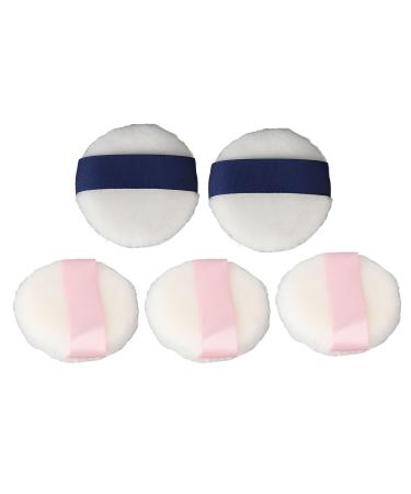 Round Powder Puff Loose Powder Puff 5pcs Washable Skin Friendly for Woman for Home Travel Office