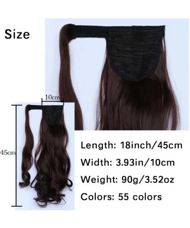 iLUU 18 Inch Long Curly Wavy Wrap Around Ponytail Hairpiece Dark Brown mix Auburn Color Magic Paste Synthetic Ponytail Hair Extension for Women Girls (100g 4A/30B Highlights Color) 4A/30B-dark brown/auburn - Buy Online on GoSupps.com